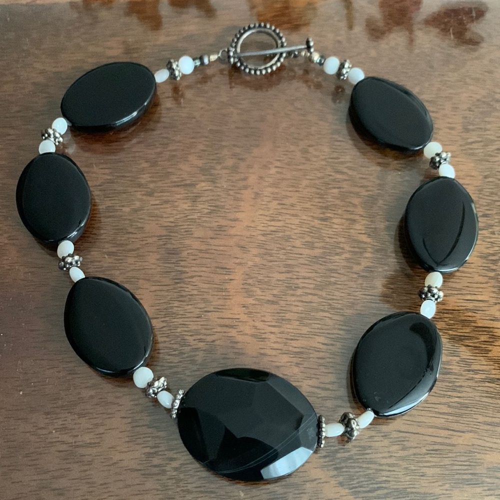 Elegant Chic Black Oval Beaded Choker Necklace